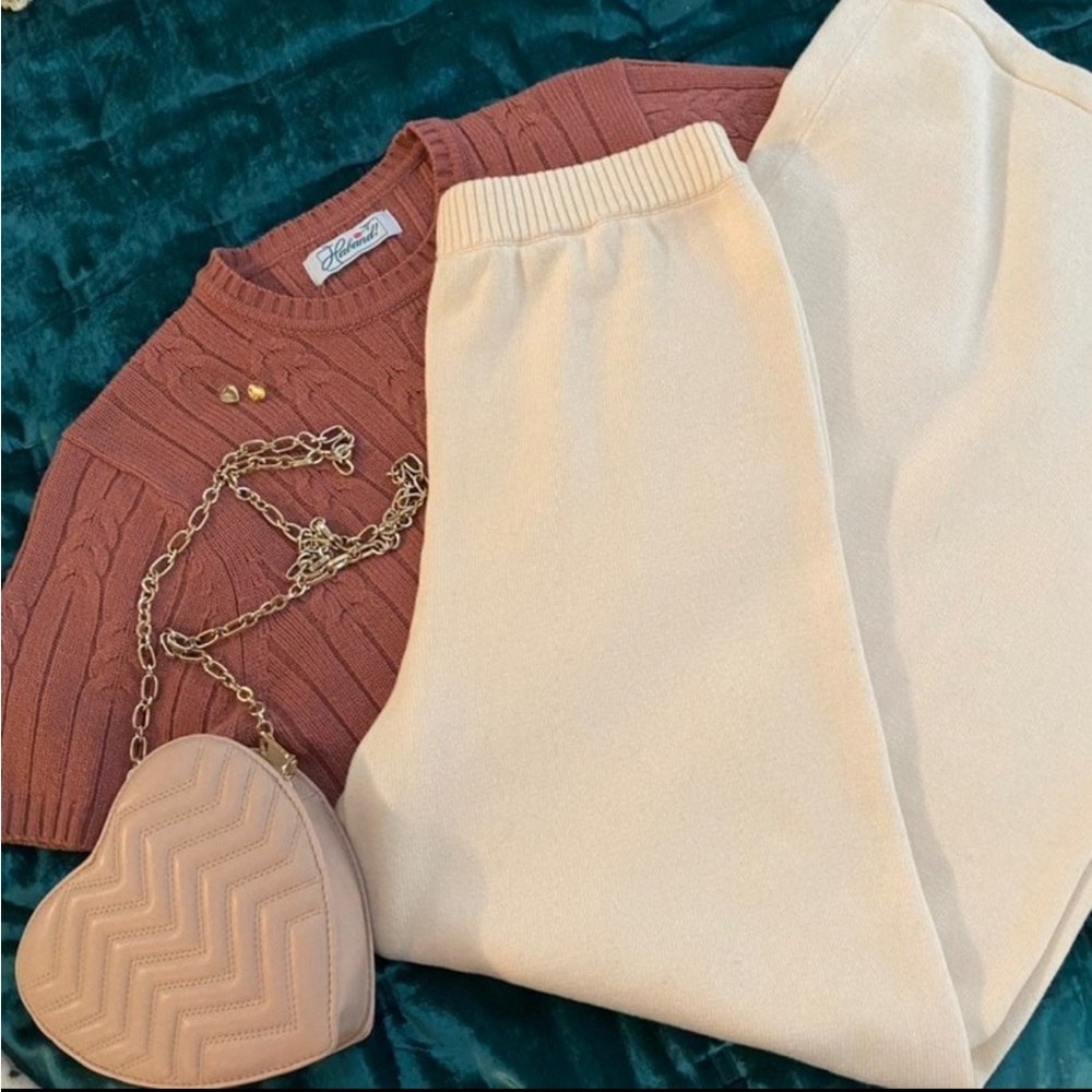 Staud cream knit pant